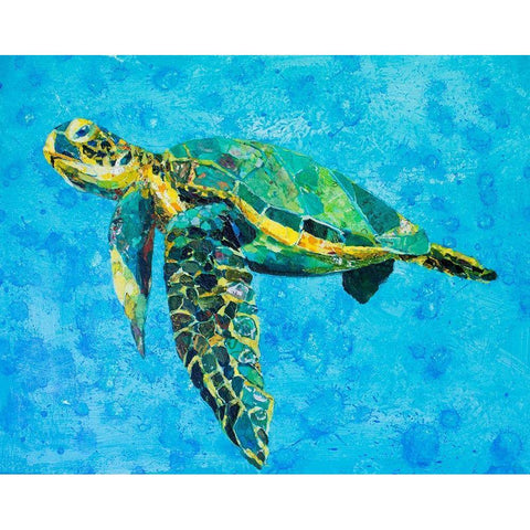 Floating Sea Turtle Black Modern Wood Framed Art Print with Double Matting by St Hilaire, Elizabeth