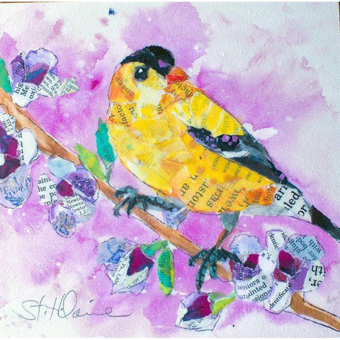 Pinch of Gold Finch White Modern Wood Framed Art Print by St Hilaire, Elizabeth