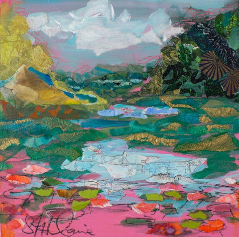 River Morning White Modern Wood Framed Art Print with Double Matting by St Hilaire, Elizabeth