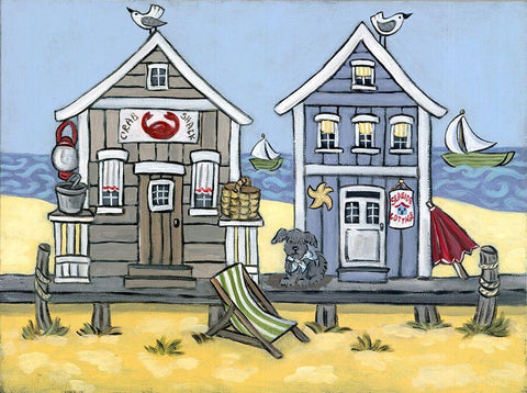 Crab Shack White Modern Wood Framed Art Print with Double Matting by Wojahn, Holly