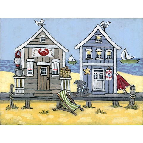 Crab Shack Gold Ornate Wood Framed Art Print with Double Matting by Wojahn, Holly