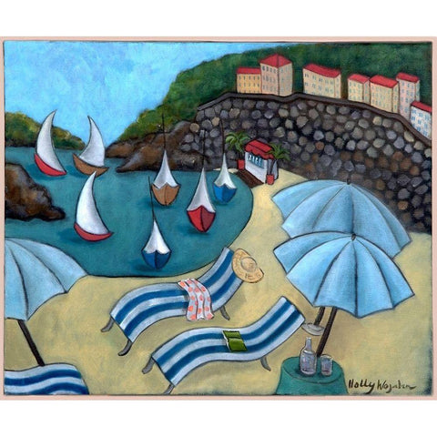 Under the Umbrellas White Modern Wood Framed Art Print by Wojahn, Holly