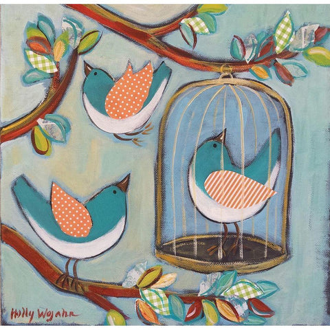 Uncaged Birds White Modern Wood Framed Art Print by Wojahn, Holly