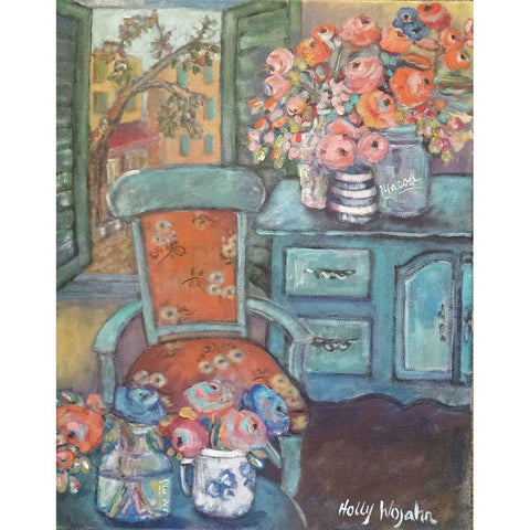 Another Room of Flowers White Modern Wood Framed Art Print by Wojahn, Holly