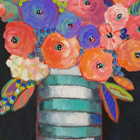 Orange-Purple-and Stripes White Modern Wood Framed Art Print with Double Matting by Wojahn, Holly