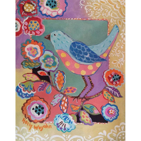 Blue Boho Bird Black Modern Wood Framed Art Print with Double Matting by Wojahn, Holly