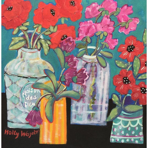 Linger Longer Loverlies Black Modern Wood Framed Art Print by Wojahn, Holly