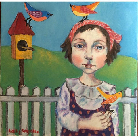 Blue Table Black Modern Wood Framed Art Print with Double Matting by Wojahn, Holly