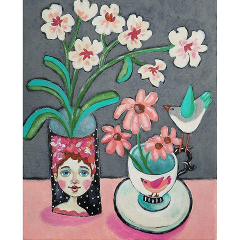 Face Vase and Other Stuff Gold Ornate Wood Framed Art Print with Double Matting by Wojahn, Holly