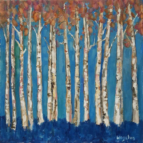 Trees Pink White Modern Wood Framed Art Print by Wojahn, Holly