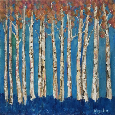 Trees Pink White Modern Wood Framed Art Print with Double Matting by Wojahn, Holly