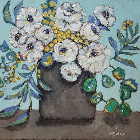 White Flowers Gold Ornate Wood Framed Art Print with Double Matting by Wojahn, Holly