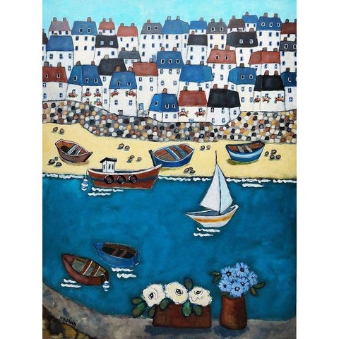 Cornwall Calling White Modern Wood Framed Art Print by Wojahn, Holly