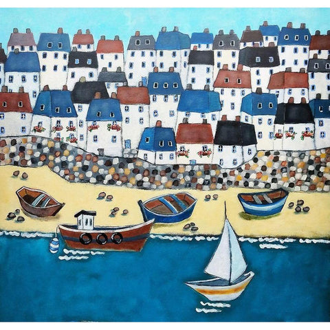 Cornwall Calling White Modern Wood Framed Art Print by Wojahn, Holly