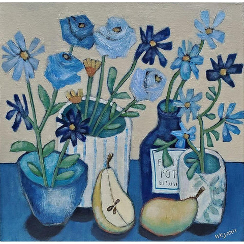 Kobe Blues Black Modern Wood Framed Art Print by Wojahn, Holly