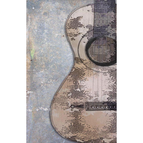 Rugged Strings Black Modern Wood Framed Art Print with Double Matting by Smith, Karen