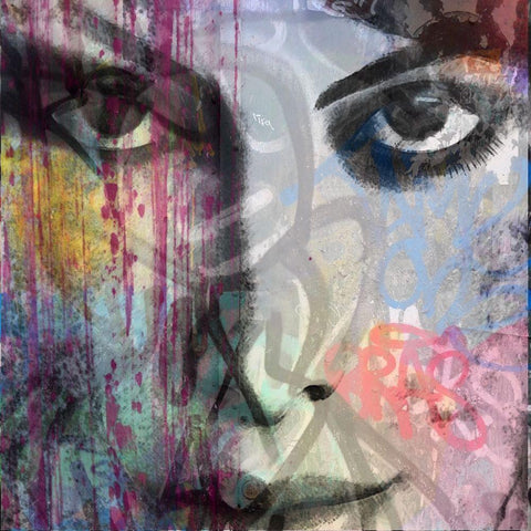 Facepaint I Black Ornate Wood Framed Art Print with Double Matting by Smith, Karen