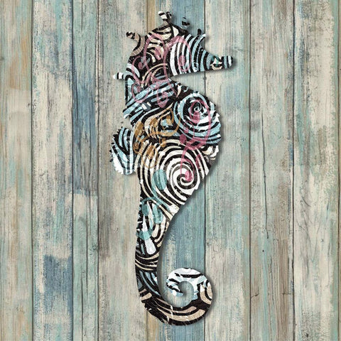 Seahorse Black Ornate Wood Framed Art Print with Double Matting by Smith, Karen