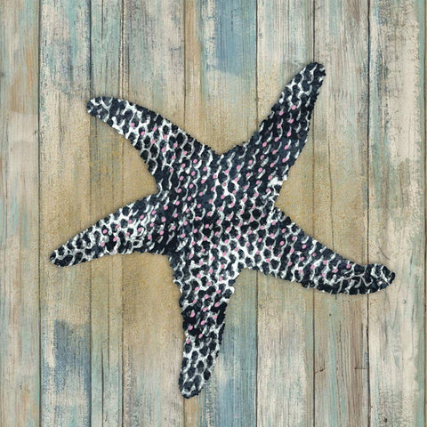 Starfish White Modern Wood Framed Art Print with Double Matting by Smith, Karen