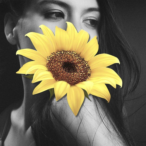 Flower Face II White Modern Wood Framed Art Print by Smith, Karen