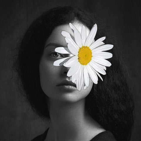 Flower Face IV White Modern Wood Framed Art Print by Smith, Karen