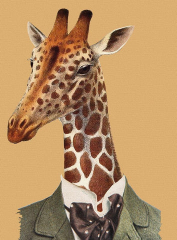 Posh Giraffe White Modern Wood Framed Art Print with Double Matting by Smith, Karen