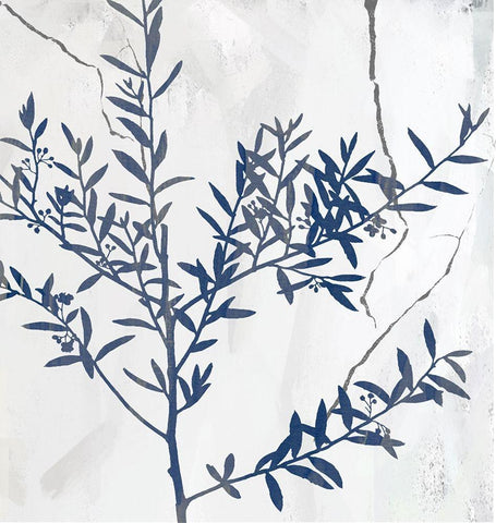 Blue Moves I White Modern Wood Framed Art Print with Double Matting by Smith, Karen