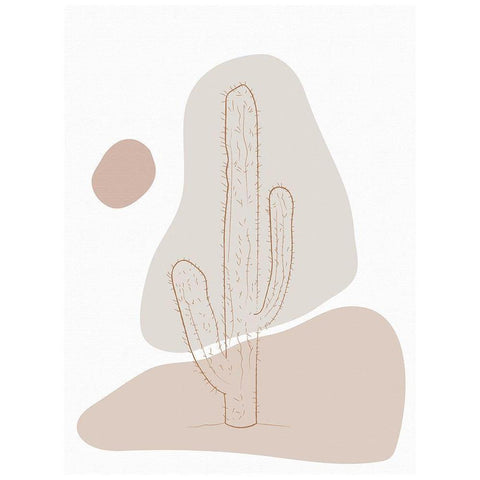 Abstract Minimal Cactus Gold Ornate Wood Framed Art Print with Double Matting by Balbuena, Sabrina