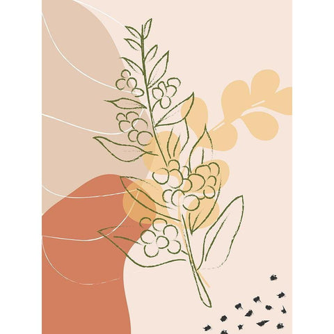 Coffee Branch Abstract Shapes Gold Ornate Wood Framed Art Print with Double Matting by Balbuena, Sabrina
