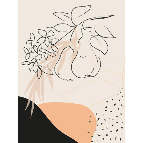Pear Branch Abstract Shapes Gold Ornate Wood Framed Art Print with Double Matting by Balbuena, Sabrina