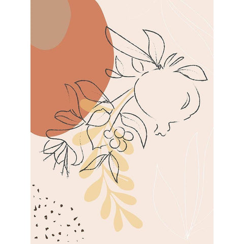 Tropical Fruit Branch Abstract Shapes Gold Ornate Wood Framed Art Print with Double Matting by Balbuena, Sabrina