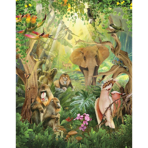 Jungle Mix III  White Modern Wood Framed Art Print by Hunziker, Steve