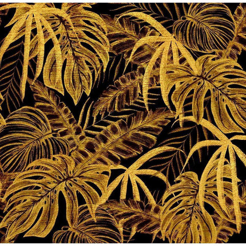 Golden Jungle I Black Modern Wood Framed Art Print with Double Matting by Surma, Agata