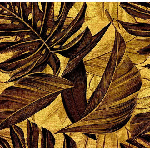 Golden Leaves Gold Ornate Wood Framed Art Print with Double Matting by Surma, Agata