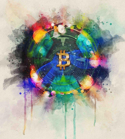 Bitcoin Era III White Modern Wood Framed Art Print with Double Matting by Surma, Agata