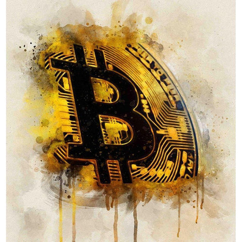 Bitcoin Era V Black Modern Wood Framed Art Print by Surma, Agata
