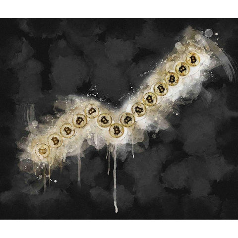 Bitcoin Going Up Black Modern Wood Framed Art Print by Surma, Agata