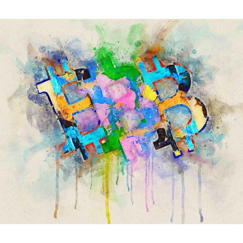 Bitcoin Abstract Gold Ornate Wood Framed Art Print with Double Matting by Surma, Agata