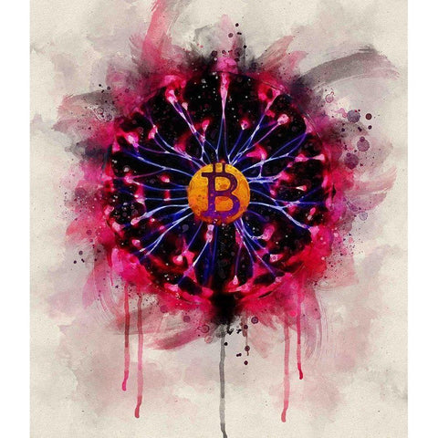 Bitcoin Future Black Modern Wood Framed Art Print with Double Matting by Surma, Agata