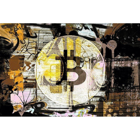 Crypto Currency Bitcoin II Black Modern Wood Framed Art Print with Double Matting by Orlov, Irena