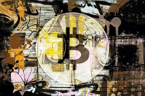 Crypto Currency Bitcoin II Black Ornate Wood Framed Art Print with Double Matting by Orlov, Irena