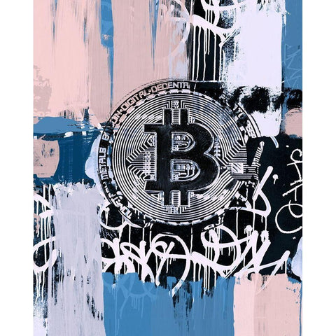 Crypto Currency Bitcoin Graffiti II Black Modern Wood Framed Art Print with Double Matting by Orlov, Irena