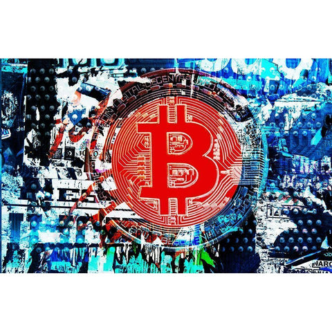 Crypto Currency Bitcoin Graffiti IV White Modern Wood Framed Art Print by Orlov, Irena