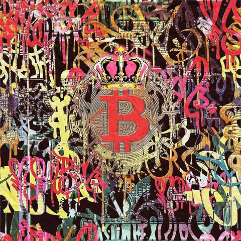 Bitcoin Graffiti Art III Black Ornate Wood Framed Art Print with Double Matting by Orlov, Irena