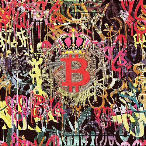 Bitcoin Graffiti Art III Gold Ornate Wood Framed Art Print with Double Matting by Orlov, Irena