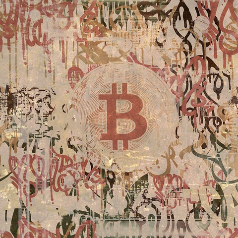 Bitcoin Graffiti Art IV Gold Ornate Wood Framed Art Print with Double Matting by Orlov, Irena