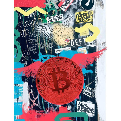 Bitcoin Street Art II Gold Ornate Wood Framed Art Print with Double Matting by Orlov, Irena