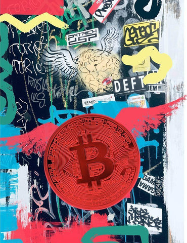 Bitcoin Street Art II Black Ornate Wood Framed Art Print with Double Matting by Orlov, Irena