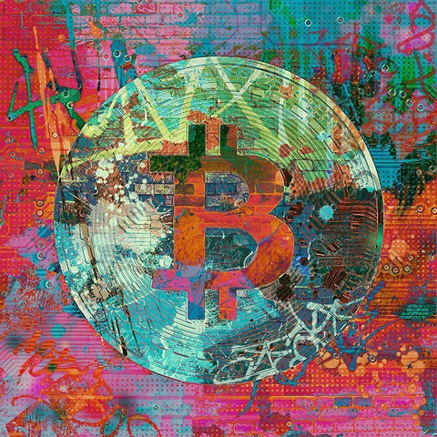 Bitcoin Coin Art II Gold Ornate Wood Framed Art Print with Double Matting by Orlov, Irena