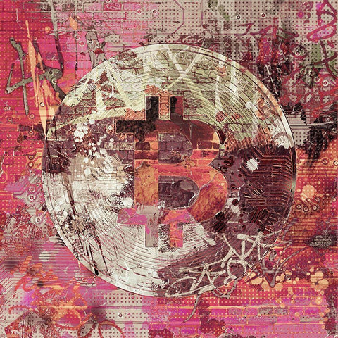 Bitcoin Coin Art III White Modern Wood Framed Art Print with Double Matting by Orlov, Irena